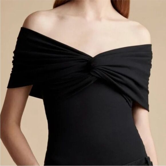 Khaite NWT Cerise Women's Off-the-Shoulder Twisted Bodysuit Black Small $890 - Picture 3 of 13